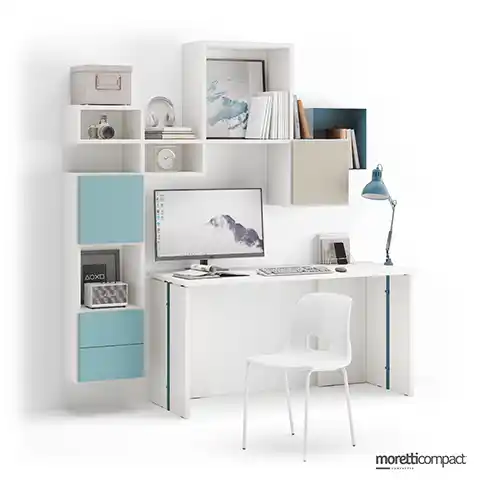 Scrivania con supporti Insert e Outline sospesa con L-box