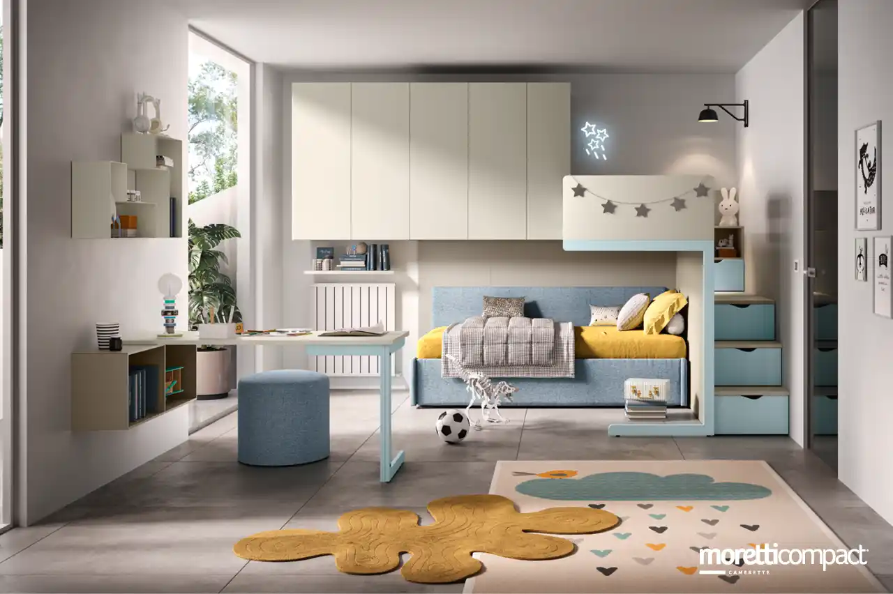 Cameretta con soppalco e divano letto