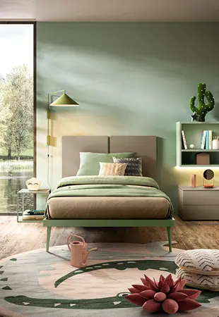 Letto con  testata in pannello Twins
