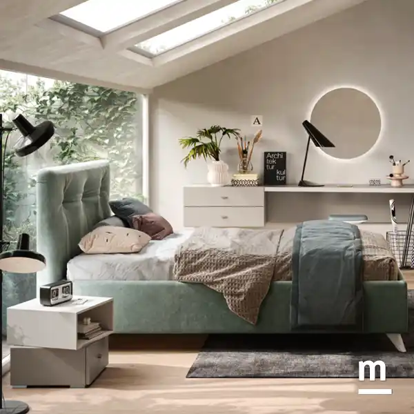 Letto imbottito con testata Step