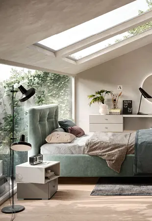 Letto imbottito con testata Step