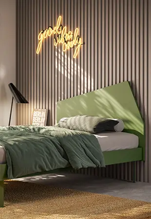 Letto legno laccato con testata Iceberg