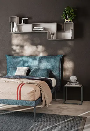 Letto imbottito con testata Hug