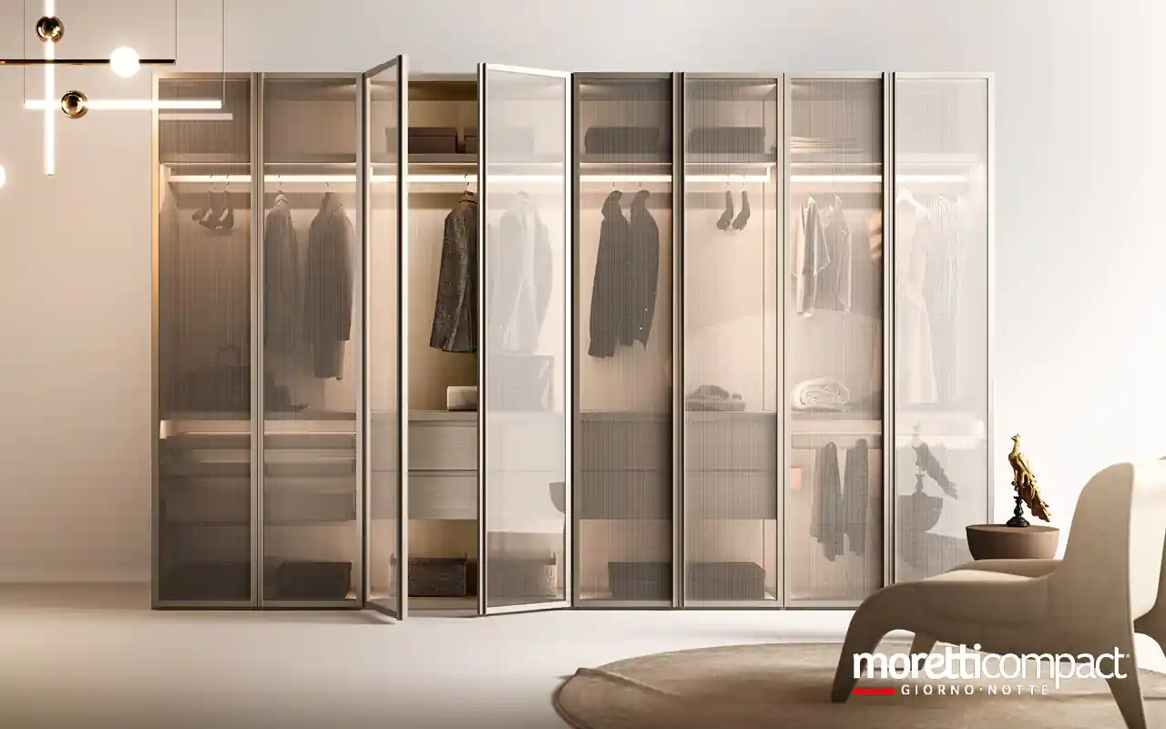 Cabina armadio Antares con ante battenti a vetro