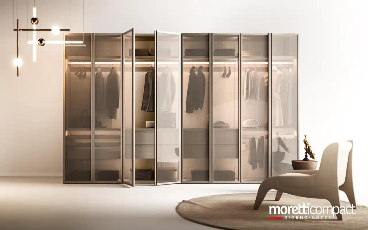 Cabina armadio Antares con ante battenti a vetro