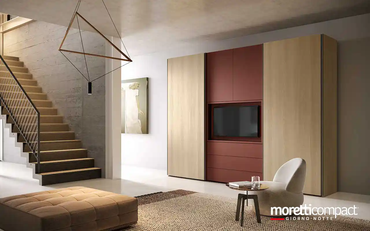 Armadio combinato, ante battenti Libeccio e scorrevoli Bora