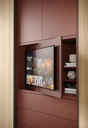 Elemento porta TV con frontale orientabile