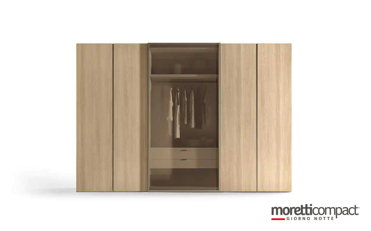 Armadio combinato, ante battenti Bora e scorrevoli Foehn