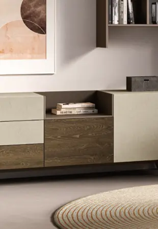 Madia con basamento in legno laccato