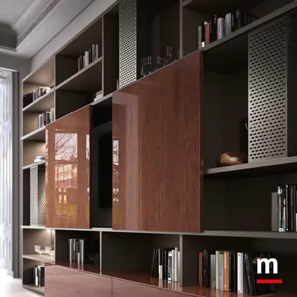 Ante scorrevoli in impiallacciato lucido