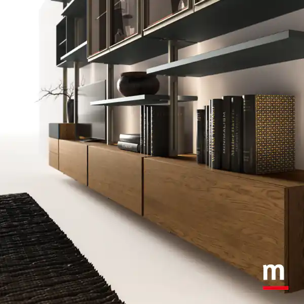 Basi sospese in impiallacciato Rovere