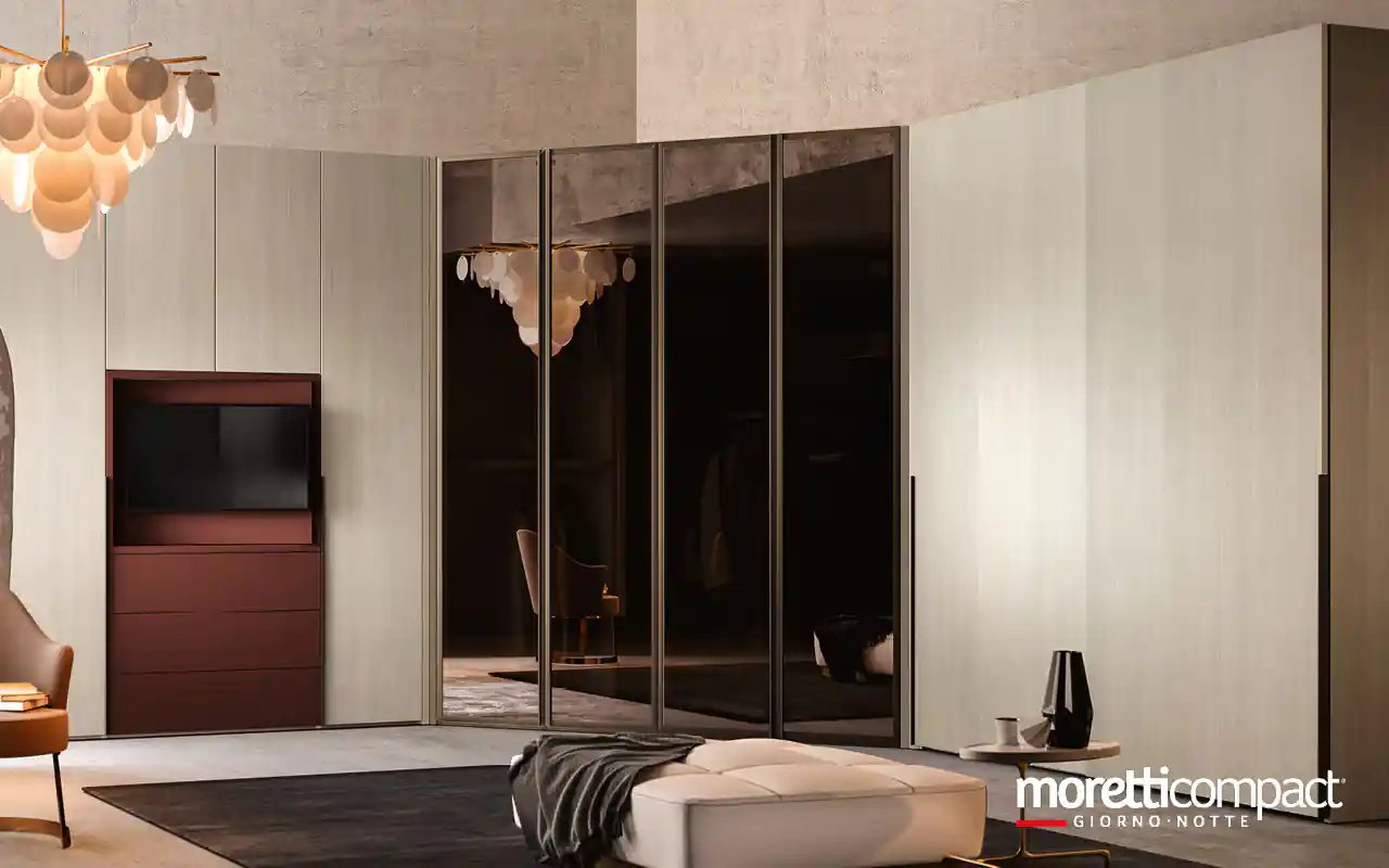 Portale a “raccordi” per chiusura ad angolo con ante soffietto