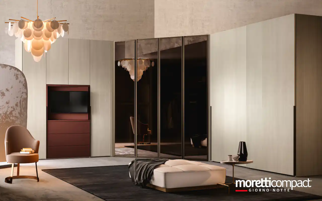 Portale a “raccordi” per chiusura ad angolo con ante soffietto