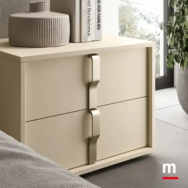 Comodino Gemma con maniglie Champagne