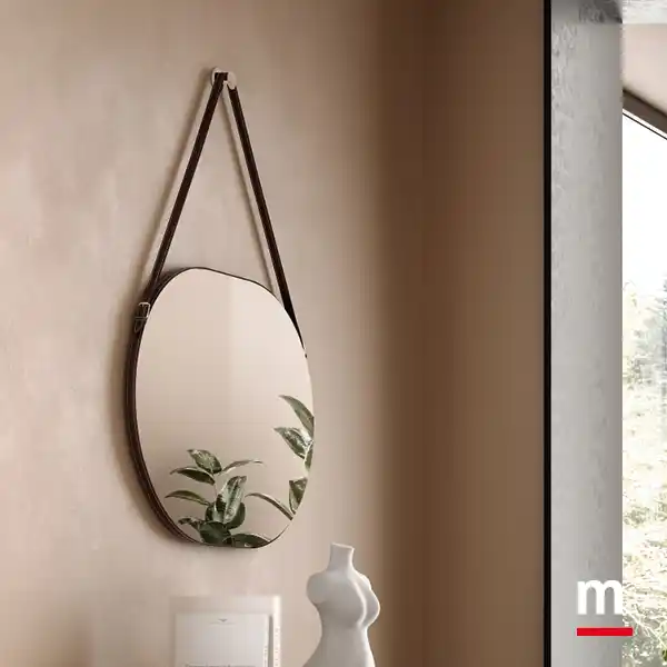 Specchio Ovale con cinghia in ecopelle
