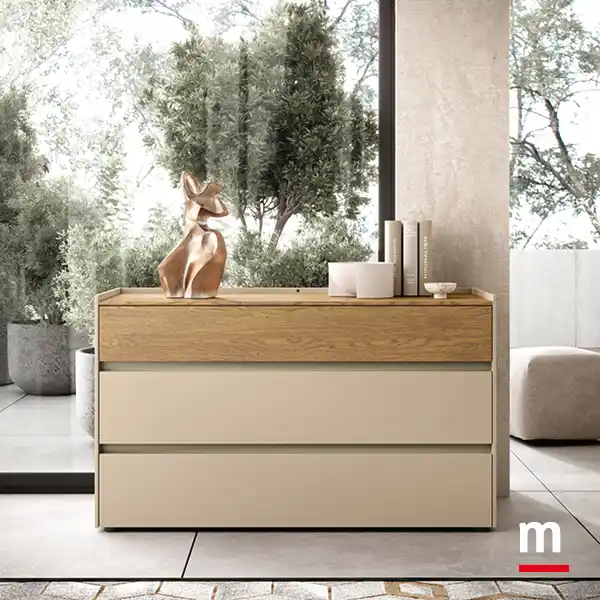 Comò Brize con top e primo cassetto impiallacciati